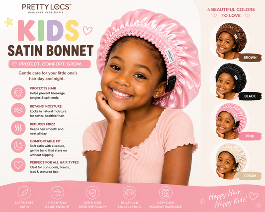 Kids Silk Satin Hair Bonnet (Color Options)