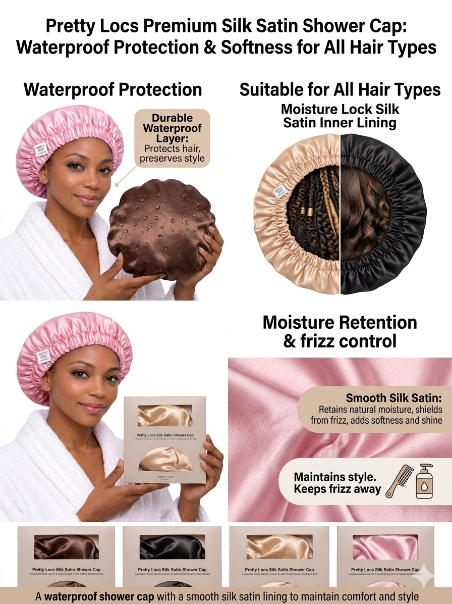 Premium Silk Satin Shower Cap (Color Options)
