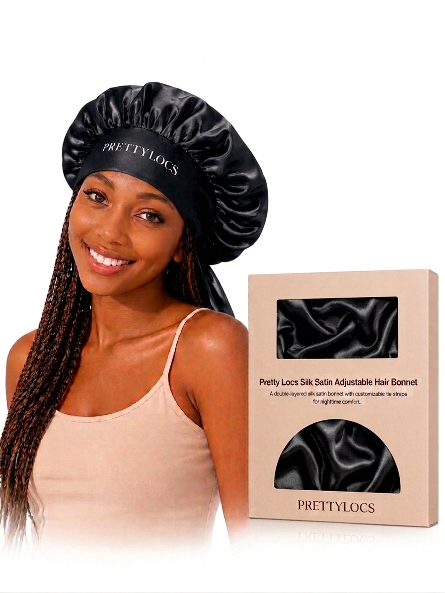 Silk Satin Adjustable Tie Hair Bonnet (Color Options)