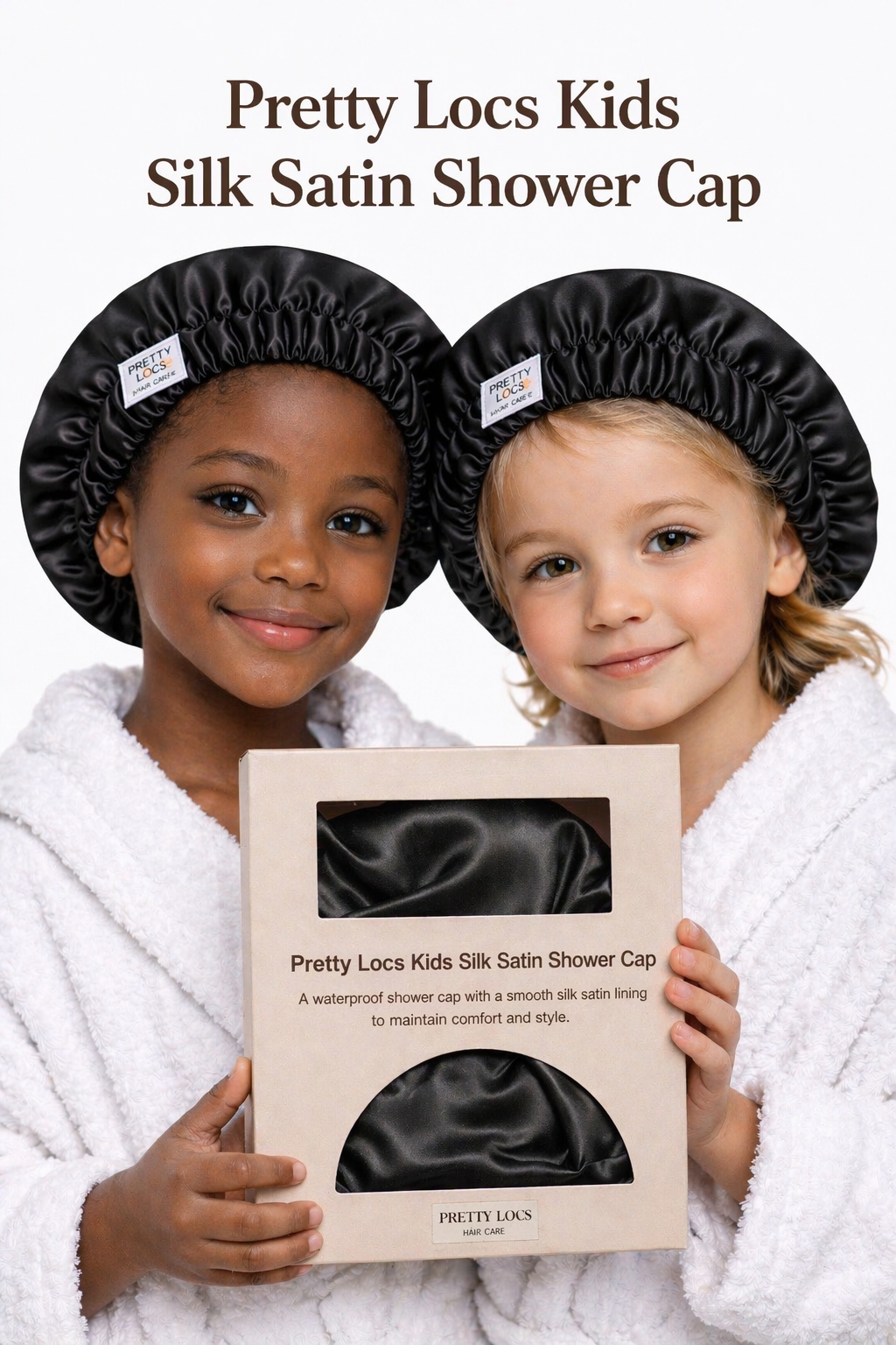 Kids Premium Silk Satin Shower Cap (Color Options)