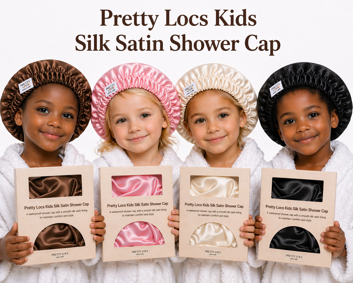 Kids Premium Silk Satin Shower Cap (Color Options)