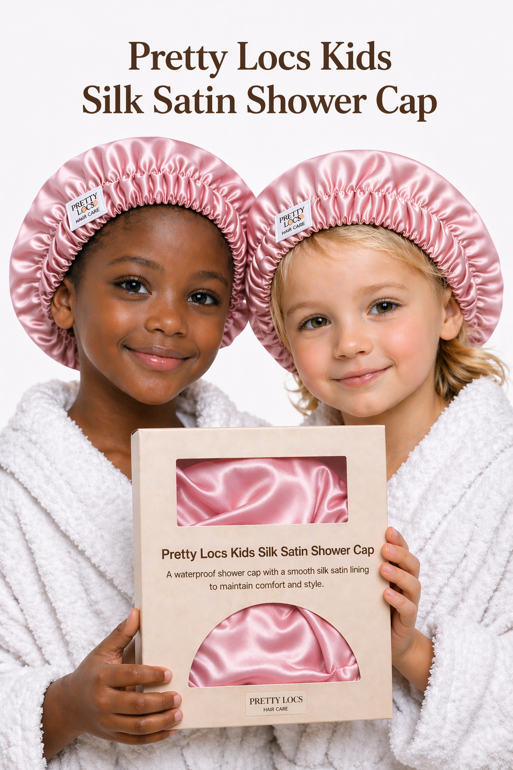 Kids Premium Silk Satin Shower Cap (Color Options)