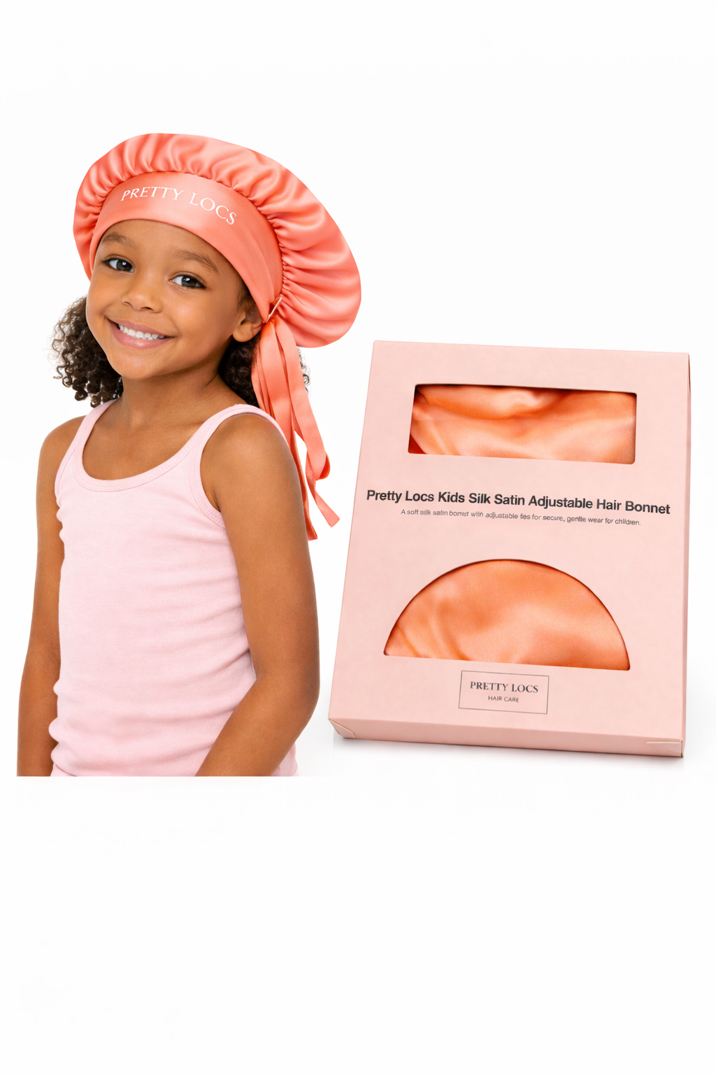 Kids Silk Satin Adjustable Tie Hair Bonnet (Color Options)